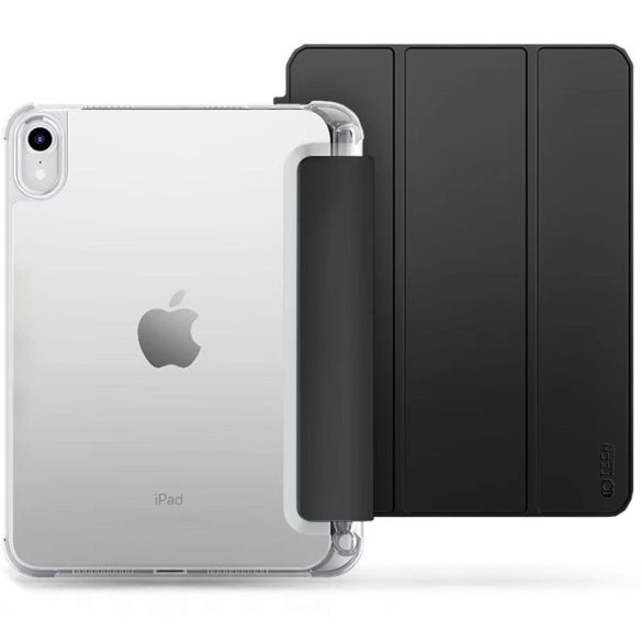Apple iPad Air (2020) / iPad Air (2022), mappa tok, közepesen ütésálló, érintőceruza tartóval, átlátszó hátlap, Smart Case, TP SC Pen Hybrid, fekete