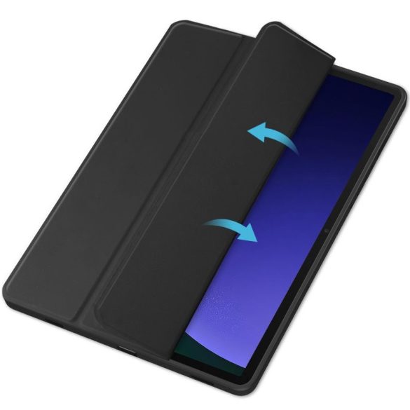 Samsung Galaxy Tab S9 Plus 12.4 SM-X810 / X816B, mappa tok, közepesen ütésálló, érintőceruza tartóval, átlátszó hátlap, Trifold, TP SC Pen Hybrid, fekete