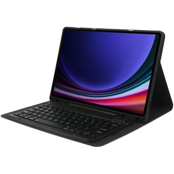 Samsung Galaxy Tab S9 11.0 SM-X710 / X716B, Bluetooth billentyűzetes mappa tok, érintőceruza tartó, TP SC Pen + Keyboard, fekete