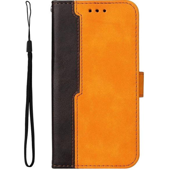 Xiaomi Redmi Note 13 4G, Oldalra nyíló tok, stand, kártyatartóval, kézpánttal, Wooze Colour Wallet, narancssárga