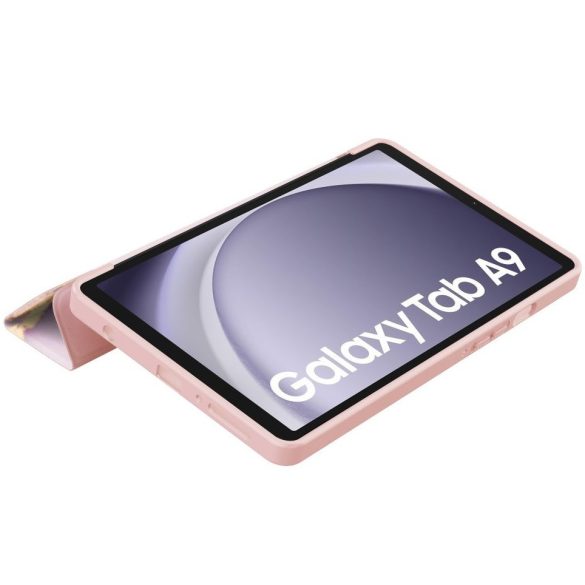 Samsung Galaxy Tab A9 (8.7) SM-X110 / X115, mappa tok, márvány minta, Trifold, lila/színes