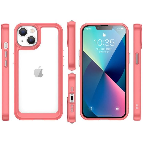 Huawei Honor 200 Pro, Szilikon védőkeret, akril hátlap, Wooze Bright Edges, átlátszó/piros