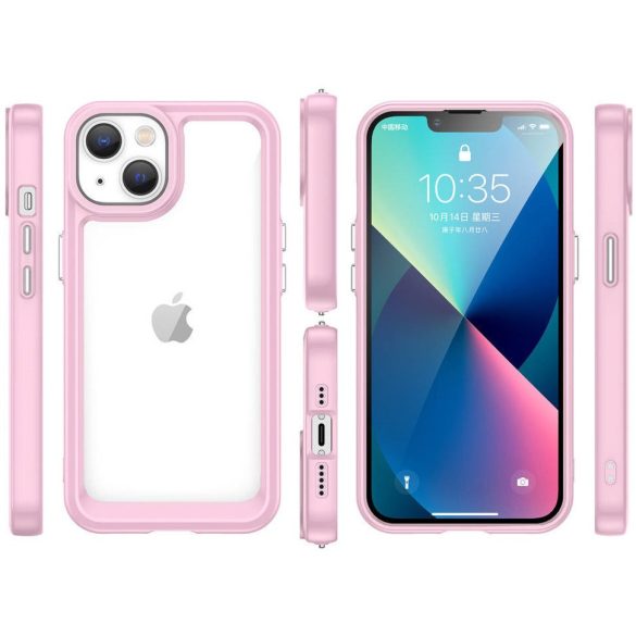 Huawei Honor 200 Pro, Szilikon védőkeret, akril hátlap, Wooze Bright Edges, átlátszó/rózsaszín