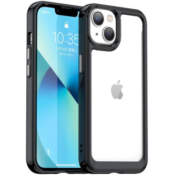 Huawei Honor 200, Szilikon védőkeret, akril hátlap, Wooze Bright Edges, átlátszó/fekete
