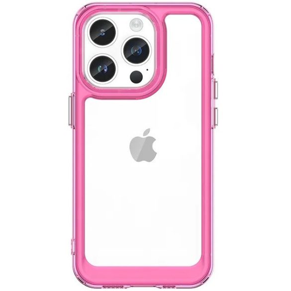 Apple iPhone 16 Plus, Szilikon védőkeret, akril hátlap, Wooze Bright Edges, átlátszó/magenta