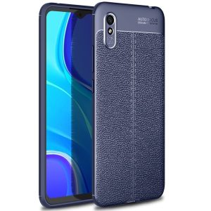 Xiaomi Redmi A3, Szilikon tok, bőrhatású, varrásminta, sötétkék