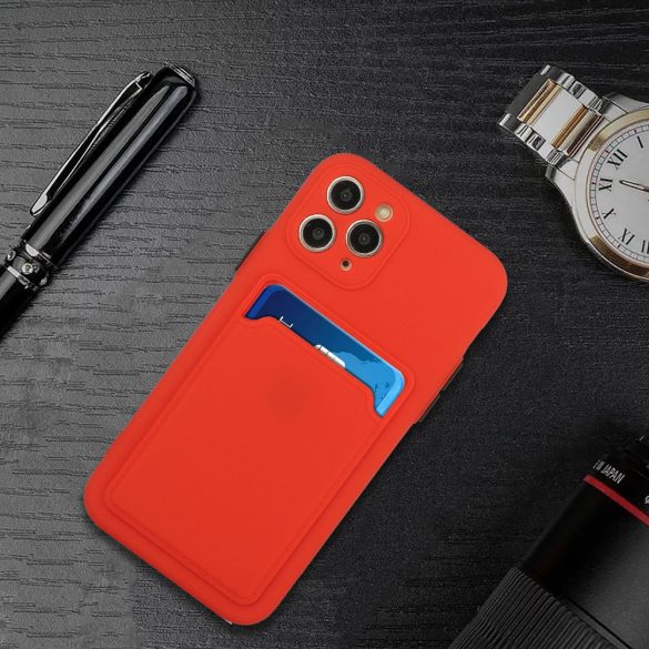 Xiaomi Redmi A3, Szilikon tok, kártyatartóval, Wooze Card Slot, piros