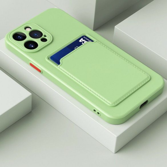 Xiaomi Redmi A3, Szilikon tok, kártyatartóval, Wooze Card Slot, világoszöld