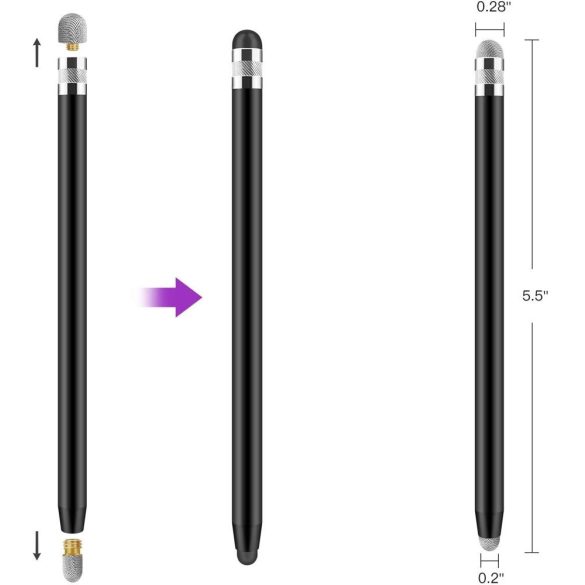 Univerzális toll, (bármilyen kapacitív kijelzőhöz), USP100 4-TIP Stylus Pen, fekete