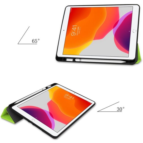 Samsung Galaxy Tab S9 FE (10.9) SM-X510 / X516B, mappa tok, érintőceruza tartóval, Trifold, Wooze Trifold Pencil, sötétkék