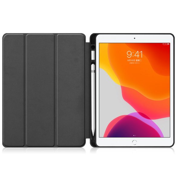 Samsung Galaxy Tab S6 Lite 10.4 (2020 / 2022 / 2024) SM-P610 / P615 / P613 / P619 / P620 / P625, mappa tok, érintőceruza tartóval, Trifold, Wooze Trifold Pencil, sötétkék