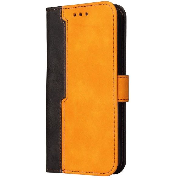 Xiaomi Redmi 14C / Poco C75, Oldalra nyíló tok, stand, kártyatartóval, kézpánttal, Wooze Colour Wallet, narancssárga