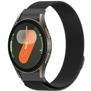 Samsung Galaxy Watch 4 / 5 / 5 Pro / 6 / 7 / FE (40 / 44 / 45mm) / Watch 4 Classic / 6 Classic (42 / 43 / 46mm), fém pótszíj, milánói stílus, TP MilaneseBand, fekete