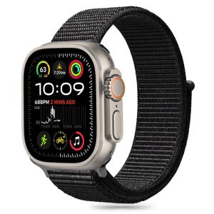 Apple Watch 4-6, SE, SE (2022) (38 / 40 mm) / Watch 7-9 (41 mm) / Watch 10 (42 mm), textíl pótszíj, nylon, állítható, légáteresztő, TP Nylon, fekete