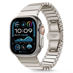Apple Watch 4-6, SE, SE (2022) (42 / 44 mm) / Watch 7-9 (45 mm) / Watch 10 (46 mm) / Watch Ultra 1-2 (49 mm), fém pótszíj, TP LinkBand, titánium