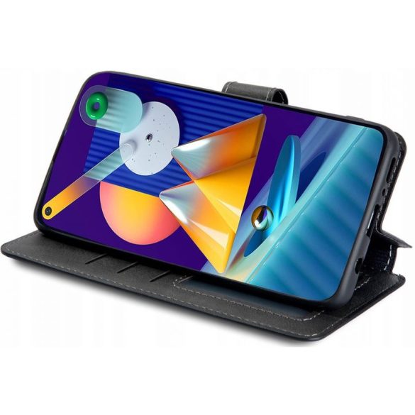 Motorola Moto G55, Oldalra nyíló tok, stand, mágnes csattal, TP Wallett, fekete