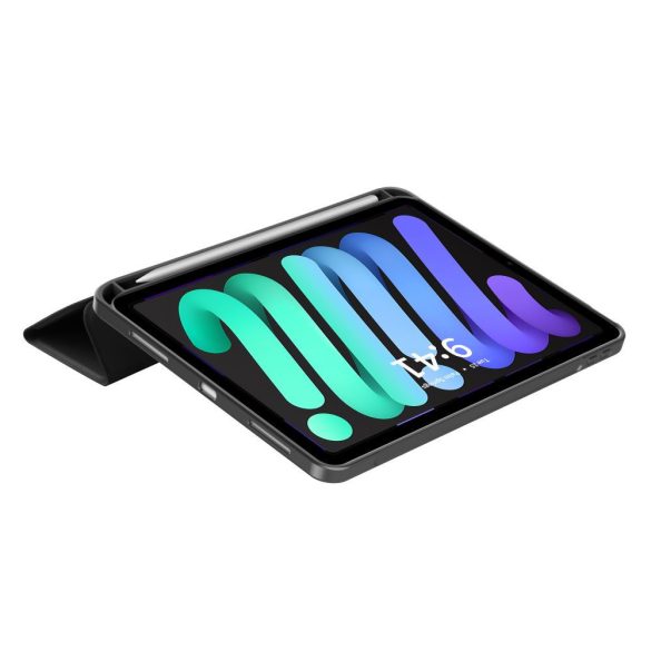 Apple iPad Mini (2021 / 2024) (8.3), mappa tok, közepesen ütésálló, érintőceruza tartó, érintőceruza nélkül, Smart Case, TP SC Pen Holder, fekete