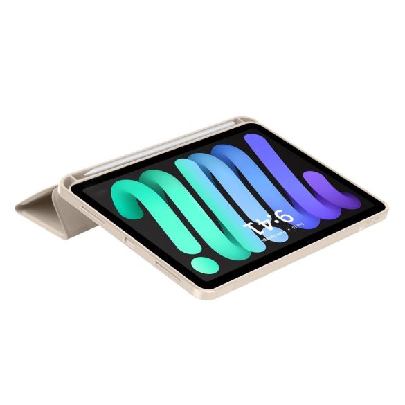 Apple iPad Mini (2021 / 2024) (8.3), mappa tok, közepesen ütésálló, érintőceruza tartó, érintőceruza nélkül, Smart Case, TP SC Pen Holder, bézs