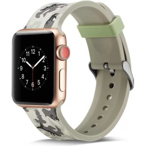 Apple Watch 4-6, SE, SE (2022) (42 / 44 mm) / Watch 7-9 (45 mm) / Watch Ultra 1-2 (49 mm), szilikon pótszíj, állítható, terep minta, C13, Xprotector, mintás/szürke