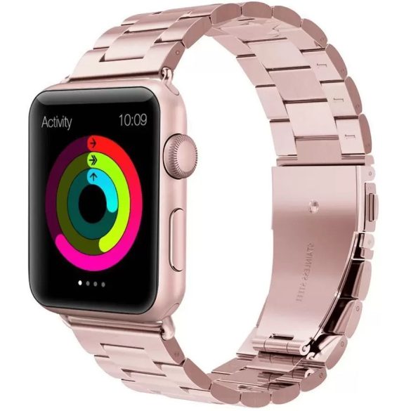 Apple Watch 4-6, SE, SE (2022) (38 / 40 mm) / Watch 7-9 (41 mm), fém pótszíj, rozsdamentes acél, vastag, Xprotector, vörösarany