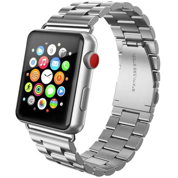 Apple Watch 4-6, SE, SE (2022) (38 / 40 mm) / Watch 7-9 (41 mm), fém pótszíj, rozsdamentes acél, vastag, Xprotector, ezüst