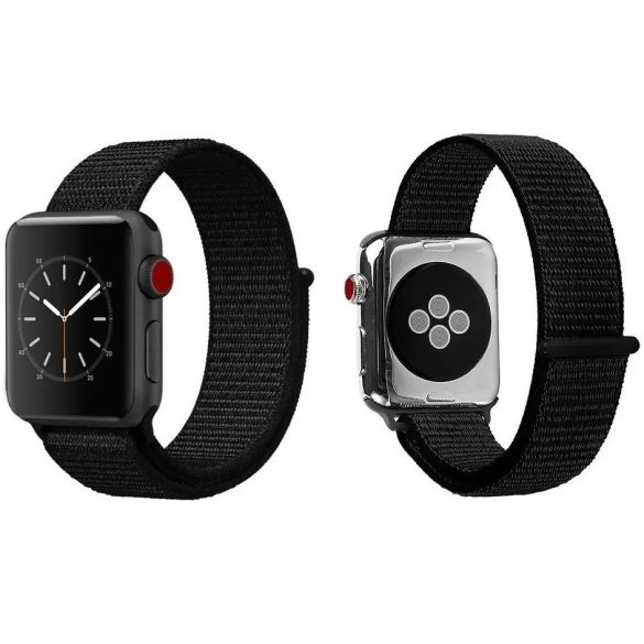 Apple Watch 4-6, SE, SE (2022) (42 / 44 mm) / Watch 7-9 (45 mm) / Watch Ultra 1-2 (49 mm), textíl pótszíj, tépőzáras, állítható, Xprotector, fekete