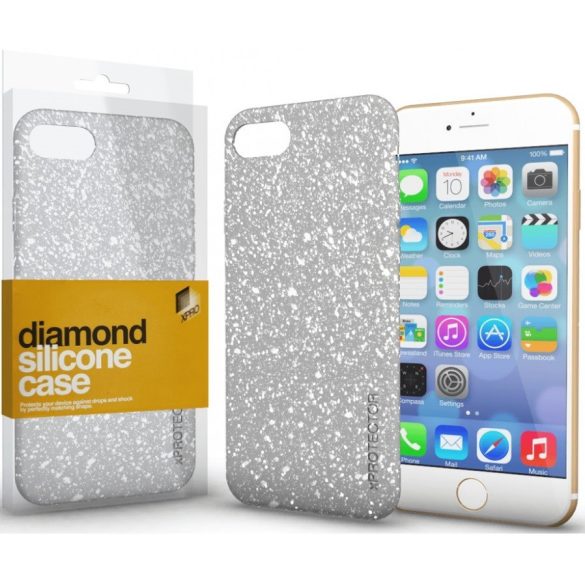 Apple iPhone 11, Szilikon tok, csillogó, Xprotector Diamond, ezüst