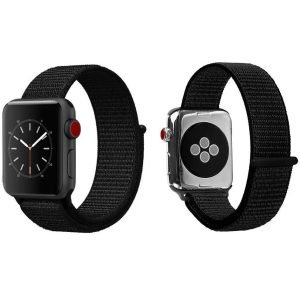 Apple Watch 4-6, SE, SE (2022) (38 / 40 mm) / Watch 7-9 (41 mm), textíl pótszíj, tépőzáras, állítható, Xprotector, fekete