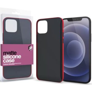 Apple iPhone 11, Szilikon tok, színes gombokkal, Xprotector Matte, áttetsző/piros