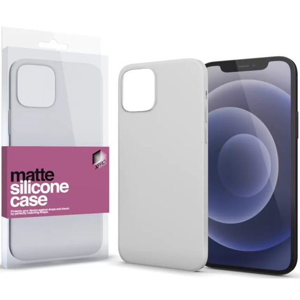 Apple iPhone 12 Mini, Szilikon tok, ultravékony, matt, Xprotector Matte, szürkés-fehér