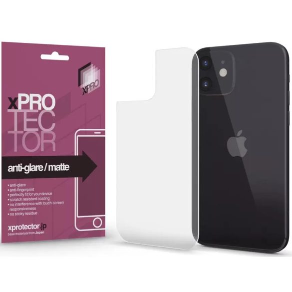 Apple iPhone 12 / 12 Pro, Kijelzővédő fólia (az íves részre NEM hajlik rá!), hátlapi, Xprotector Matte, Clear Prémium