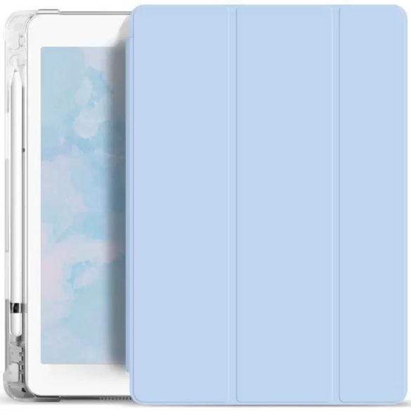 Apple iPad 9.7 (2017 / 2018), mappa tok, Apple Pencil tartóval, átlátszó szilikon hátlap, Smart Case, Xprotector Smart Book Flip, világoskék