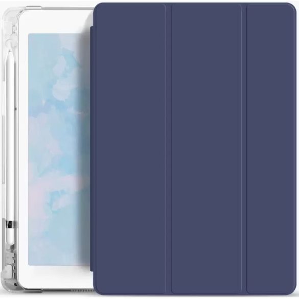 Apple iPad Pro 12.9 (2021) / iPad Pro 12.9 (2022), mappa tok, Apple Pencil tartóval, átlátszó szilikon hátlap, Smart Case, Xprotector Smart Book Flip, sötétkék