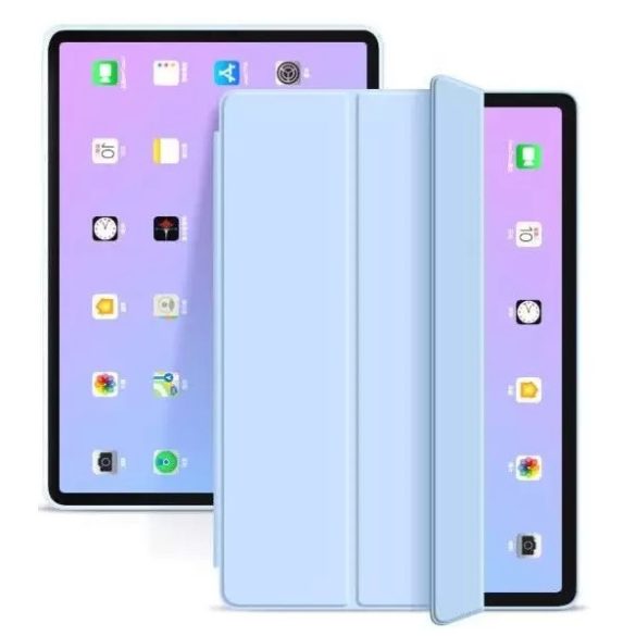 Apple iPad 10.2 (2019 / 2020 / 2021), mappa tok, szilikon hátlap, Smart Case, Xprotector Smart Book Flip, világoskék