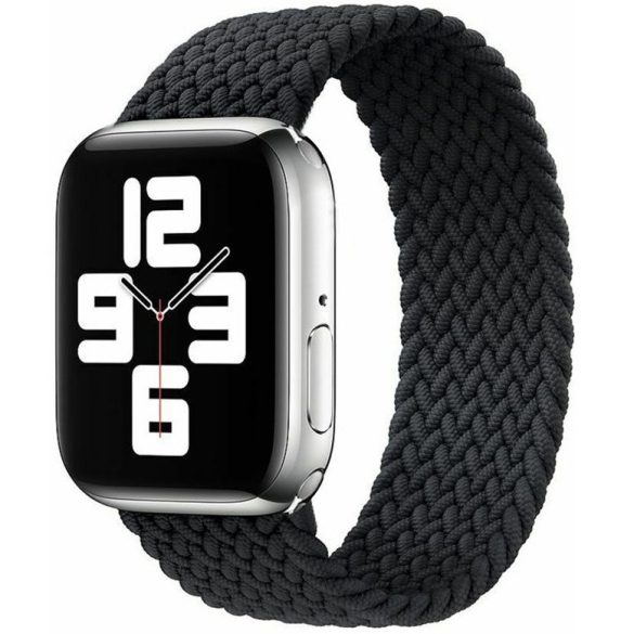 Apple Watch 4-6, SE, SE (2022) (42 / 44 mm) / Watch 7-9 (45 mm) / Watch Ultra 1-2 (49 mm), szövet pótszíj, fonott, körpánt, M-es méret (144 mm), Xprotector, fekete