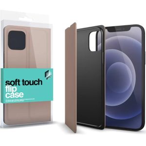 Apple iPhone 12 Pro Max, Oldalra nyíló tok, stand, Xprotector Soft Touch Flip, vörösarany