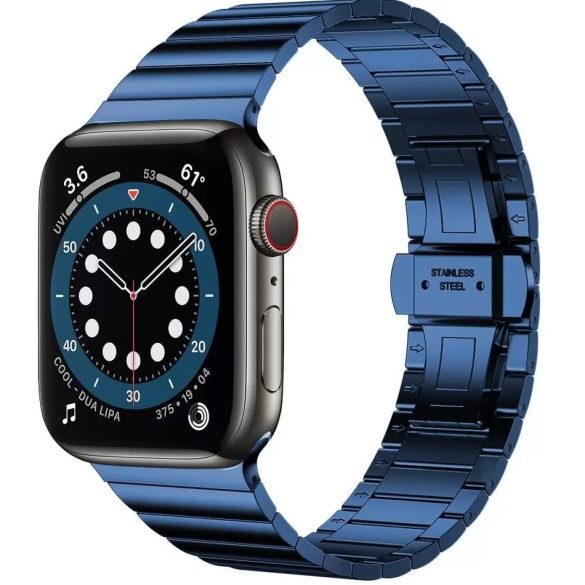 Apple Watch 4-6, SE, SE (2022) (42 / 44 mm) / Watch 7-9 (45 mm) / Watch Ultra 1-2 (49 mm), fém pótszíj, rozsdamentes acél, széles és vékony szemű, Xprotector, kék