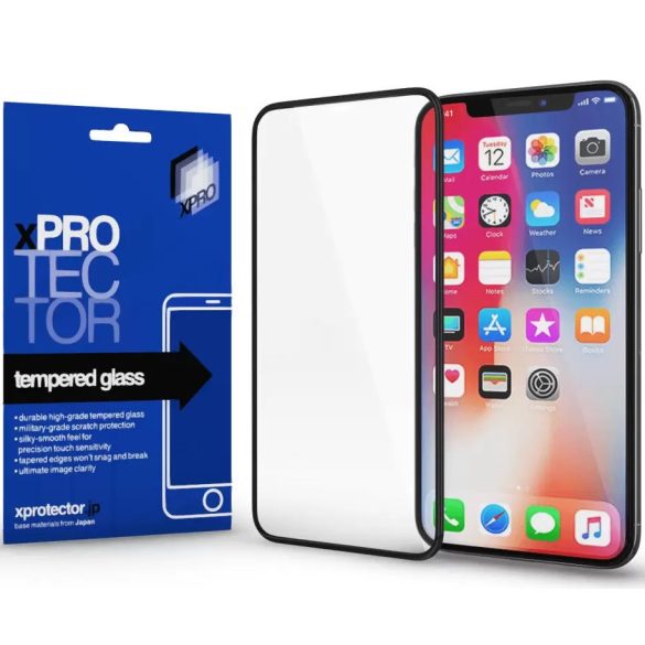 Apple iPhone 13 Pro Max / 14 Plus, Kijelzővédő fólia, ütésálló fólia (az íves részre is!), Tempered Glass (edzett üveg), Xprotector Full 3D, fekete