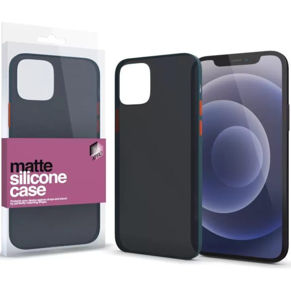 Apple iPhone 13 Pro Max, Szilikon tok, színes gombokkal, Xprotector Matte, áttetsző/sötétzöld