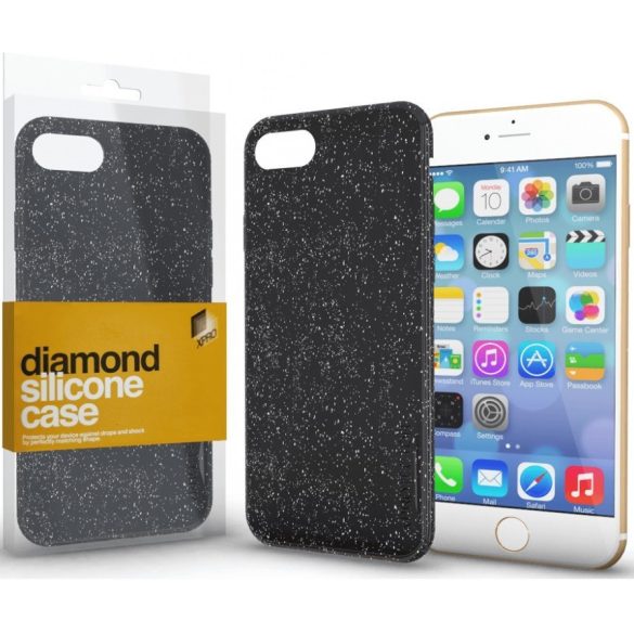 Apple iPhone 13 Mini, Szilikon tok, csillogó, Xprotector Diamond, fekete