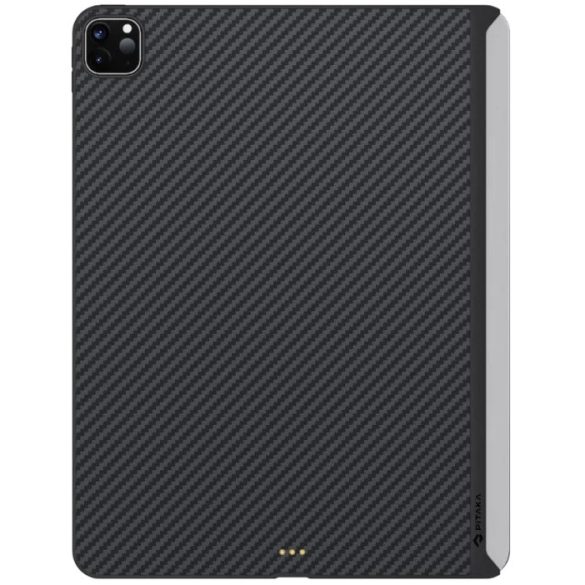Apple iPad Pro 12.9 (2021) / iPad Pro 12.9 (2022), Műanyag hátlap töltőtok, karbon minta, Pitaka MagEZ Case 2, fekete