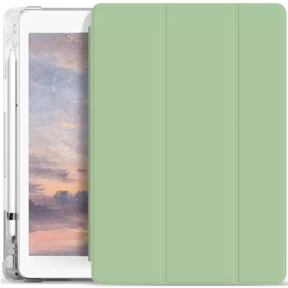 Apple iPad Mini (2021) (8.3), mappa tok, Apple Pencil tartóval, átlátszó szilikon hátlap, Smart Case, Xprotector Smart Book Flip, világoszöld