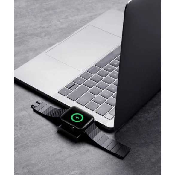 Apple Watch töltő, USB Type-C csatlakozó, 5W, MFI engedéllyel, pendrive stílusú, Pitaka Power Dongle, átlátszó/füst