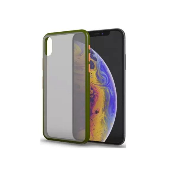Apple iPhone 14, Szilikon tok, színes gombokkal, Xprotector Matte, áttetsző/világoszöld