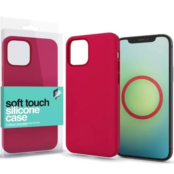 Apple iPhone 14, Szilikon tok, MagSafe rögzítésű, Xprotector Soft Touch MagSafe, piros