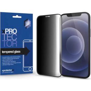 Apple iPhone 13 Pro Max / 14 Plus, Kijelzővédő fólia, ütésálló fólia (az íves részre is!), Tempered Glass (edzett üveg), betekintés elleni védelem, Xprotector Full 3D Privacy, fekete