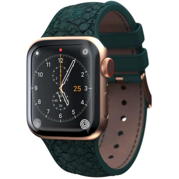 Apple Watch 4-6, SE, SE (2022) (38 / 40 mm) / Watch 7-9 (41 mm), lazac bőr pótszíj, állítható, Njord Jörð, sötétzöld