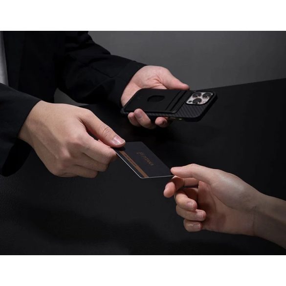 Univerzális kártyatartó, Magsafe tokokkal és eszközökkel  kompatibilis, Pitaka MagEZ Card Sleeve, fekete