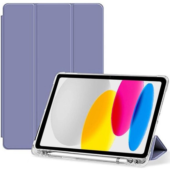Apple iPad 10.9 (2022) / iPad 11 (2025), mappa tok, Apple Pencil tartóval, átlátszó szilikon hátlap, Smart Case, Xprotector Smart Book Flip, leander-szürke