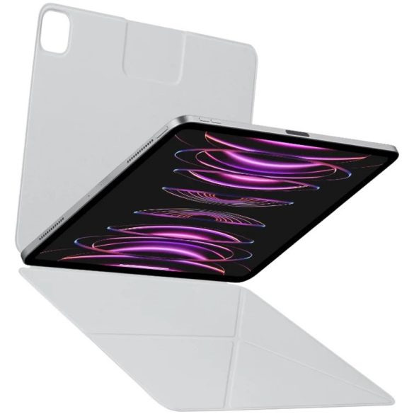 Apple iPad Pro 12.9 (2021) / iPad Pro 12.9 (2022), mappa tok, mágneses rögzítés, mágneses csatos záródás, Origami Smart Case, Pitaka MagEZ Folio2, fehér